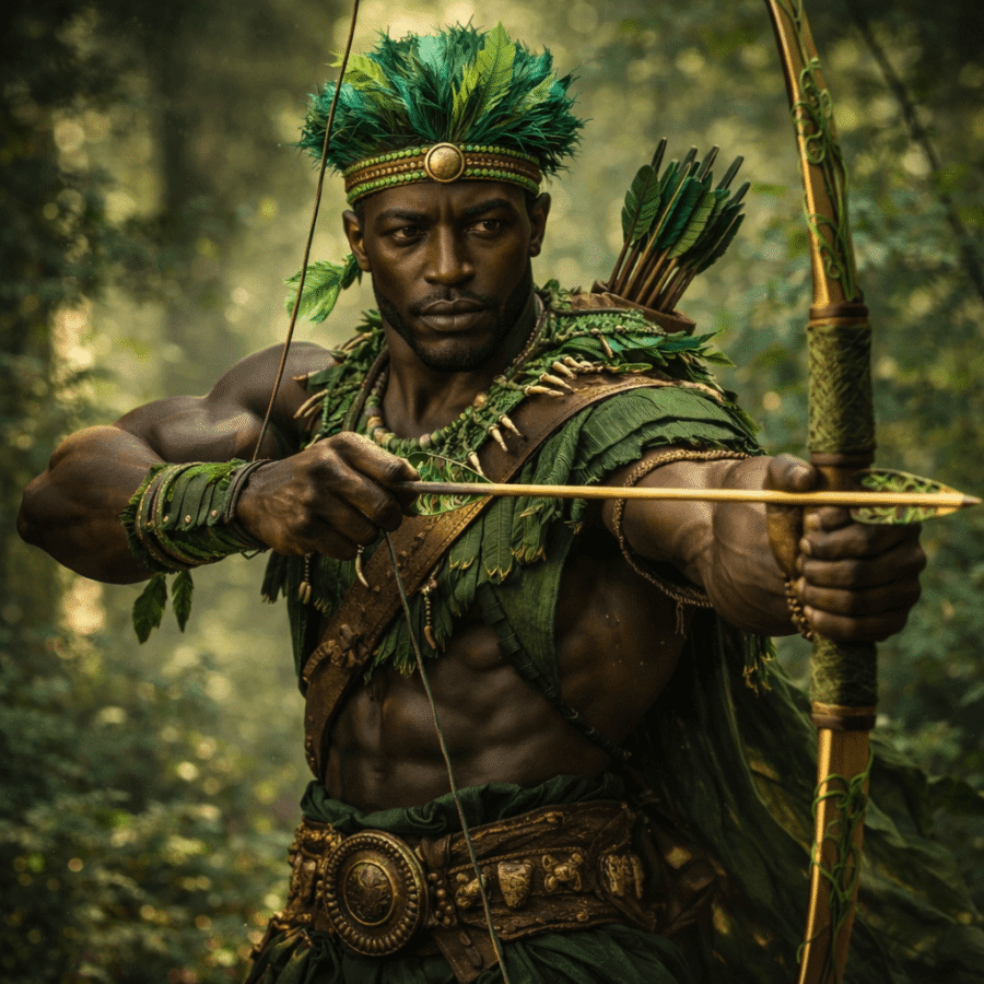 Arena, caça, caça ao arco, caça indígena, vestuário tradicional, história ancestral, cultura indígena, caçador com arco e flecha.